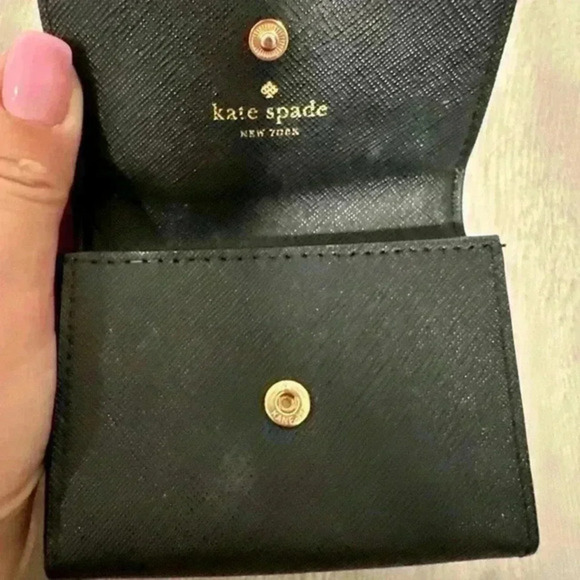 Kate Spade Black Leather Snap Card Case - Picture 4 of 7